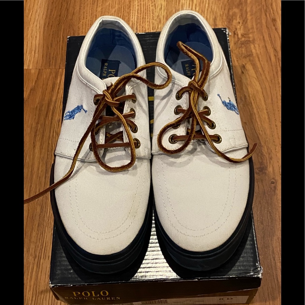 White Canvas Polo Ralph Lauren Sneaker